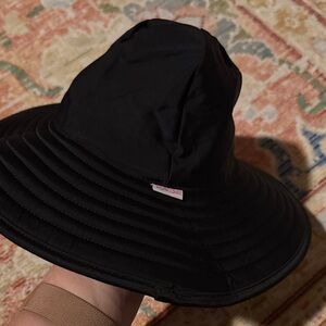 Ruffle Butts Black Wide Brim Sun Hat with UPF 50+ Tag